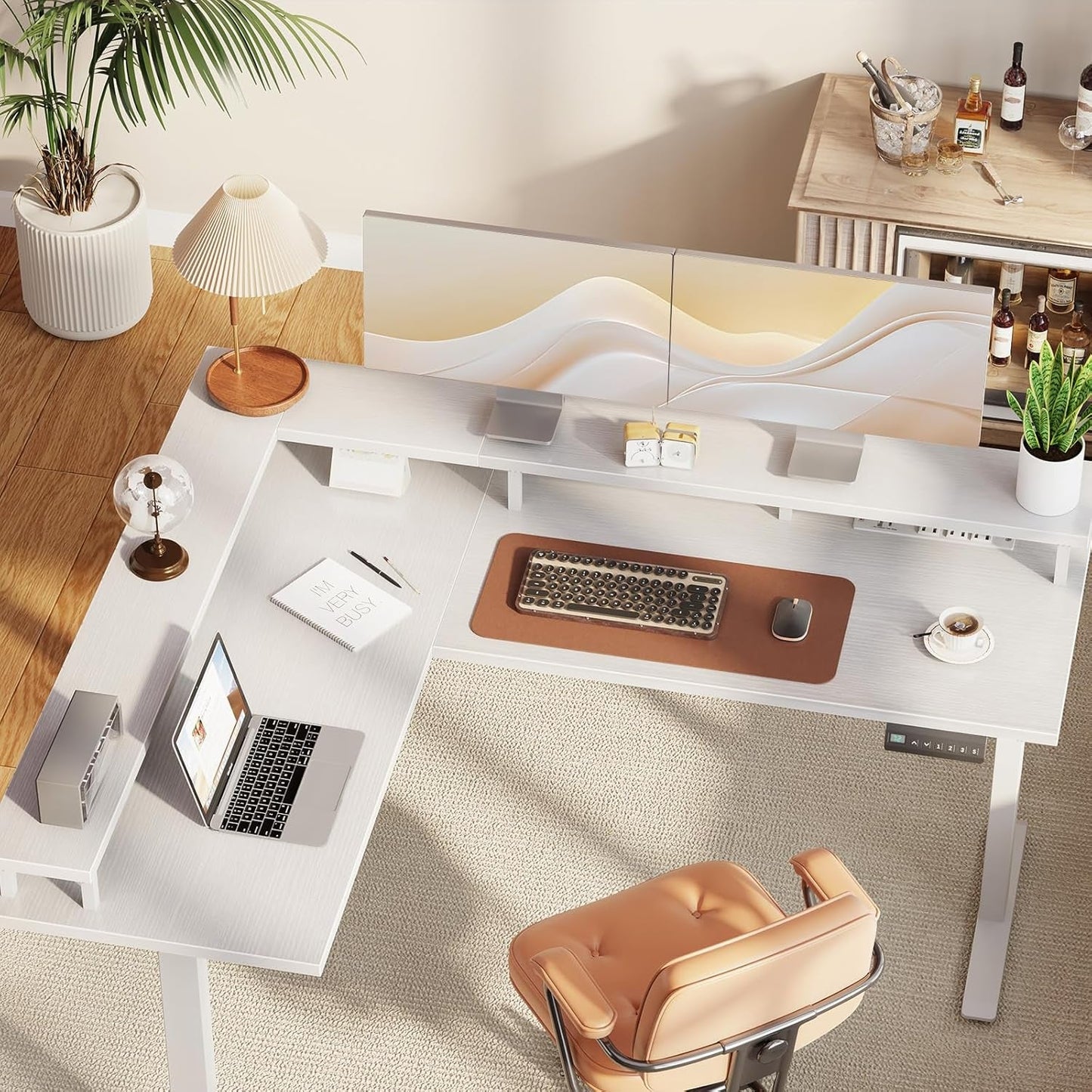 59" Electric L Shaped Standing Desk Adjustable