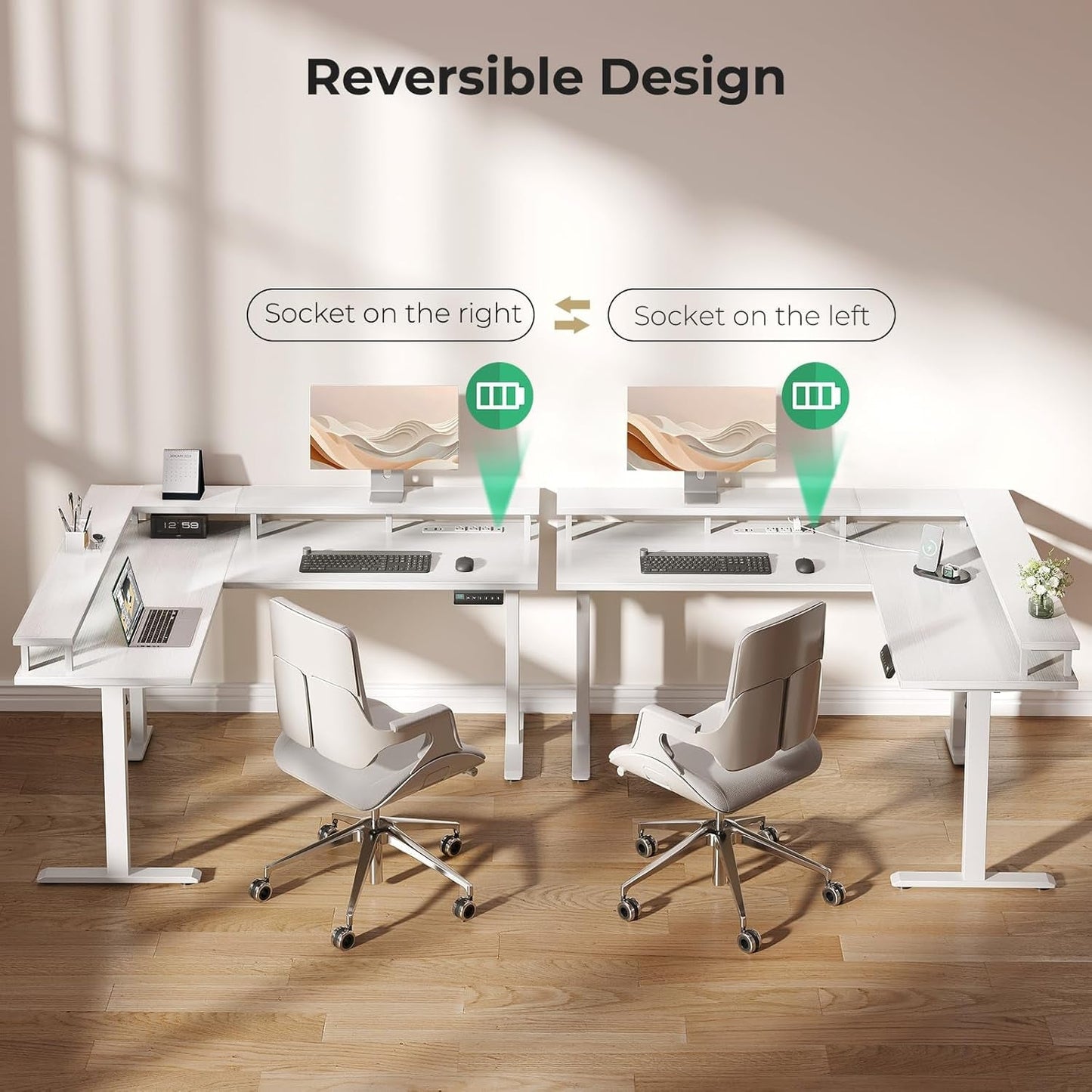 59" Electric L Shaped Standing Desk Adjustable