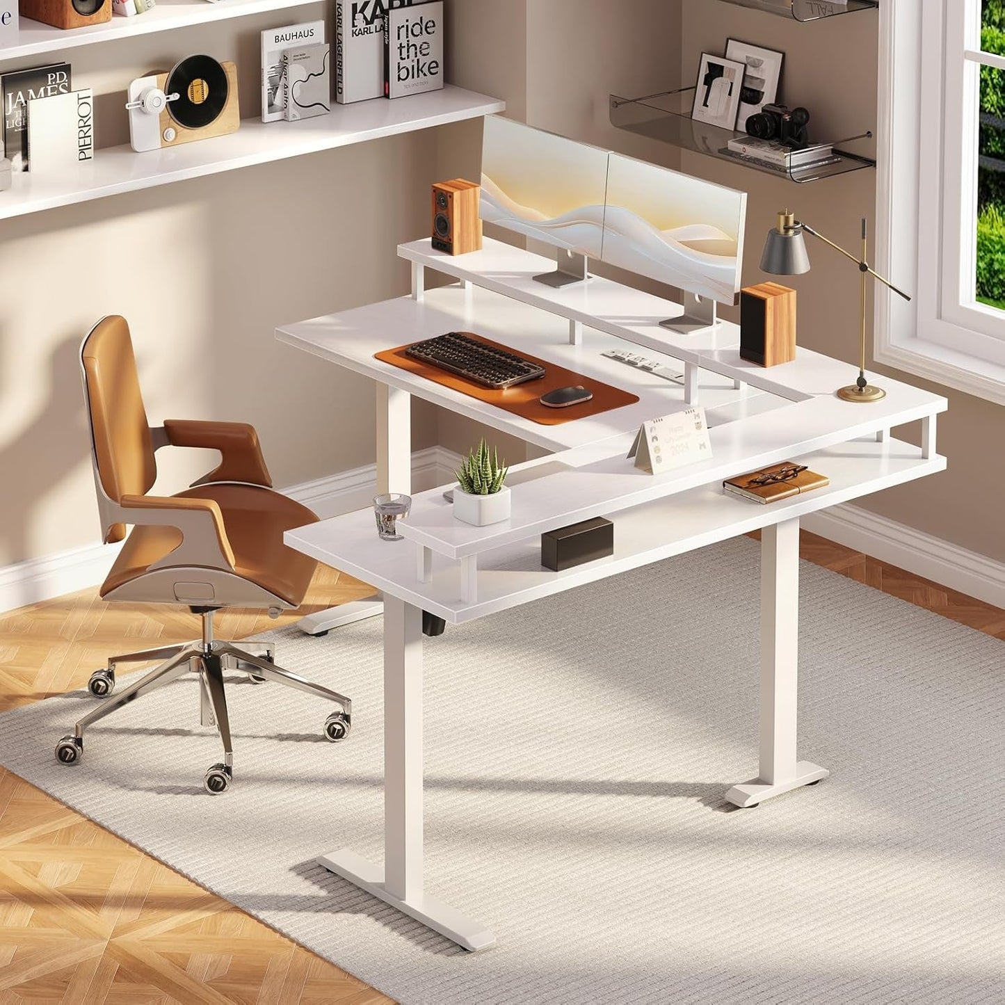 59" Electric L Shaped Standing Desk Adjustable