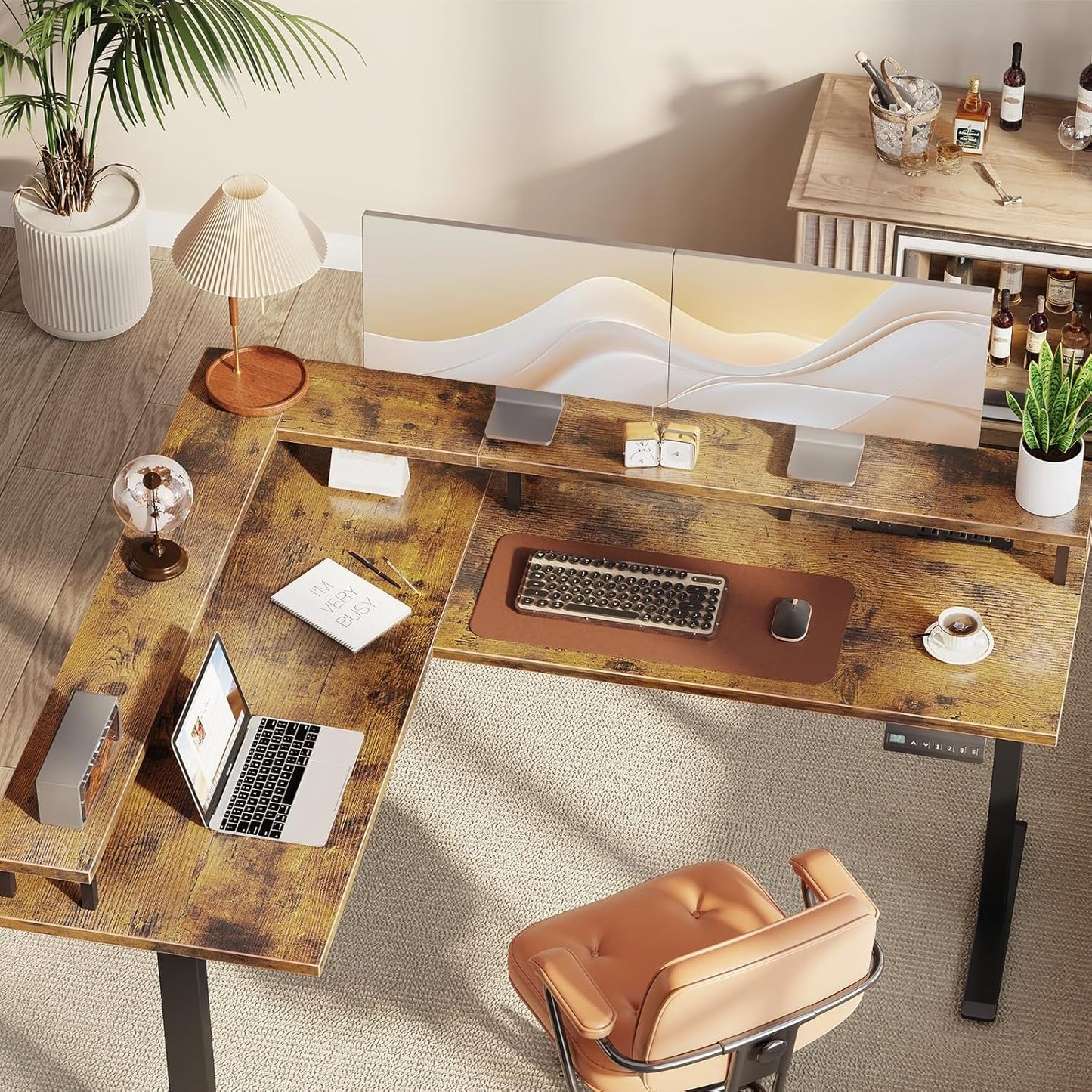 59" Electric L Shaped Standing Desk - Height Adjustable Stand up