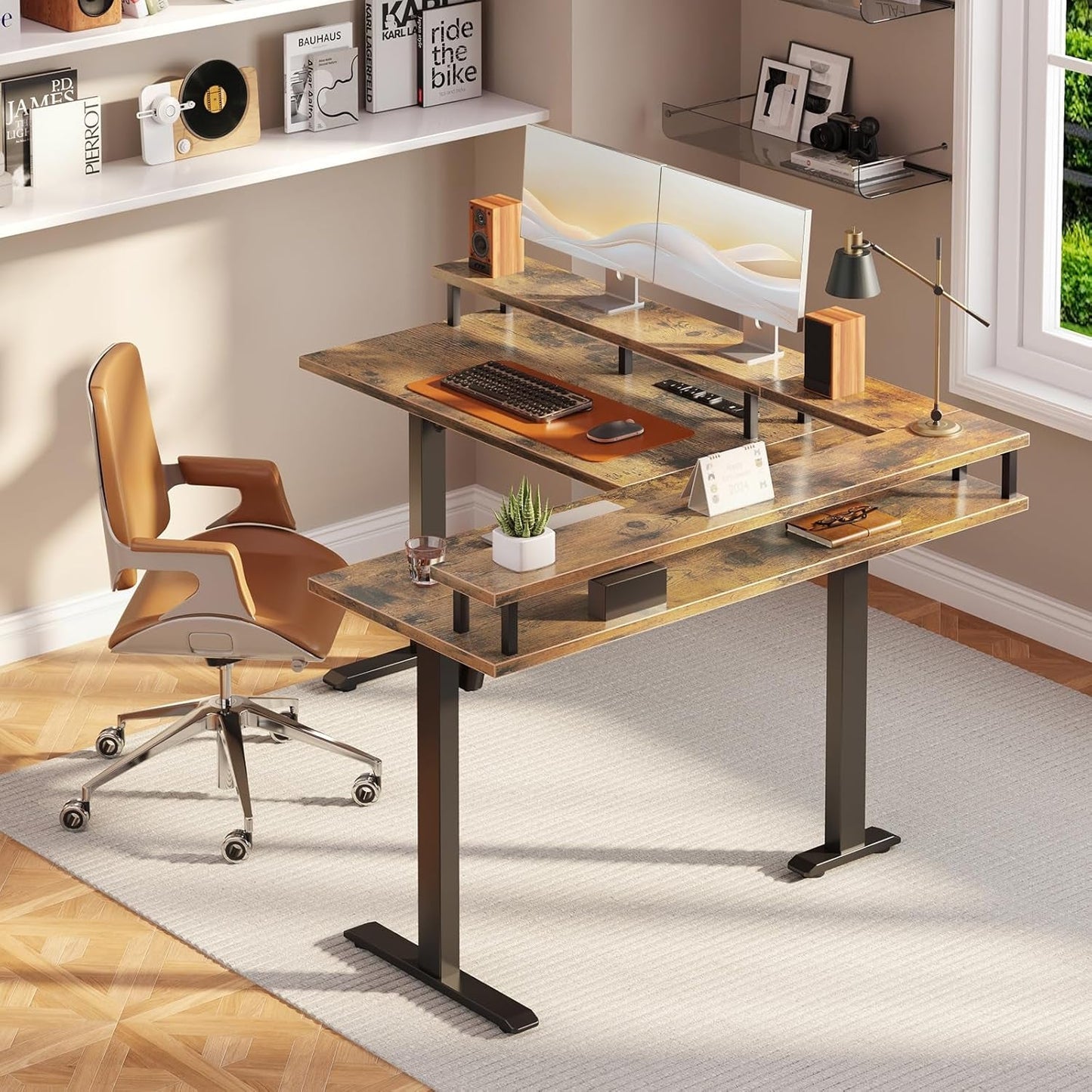 59" Electric L Shaped Standing Desk - Height Adjustable Stand up